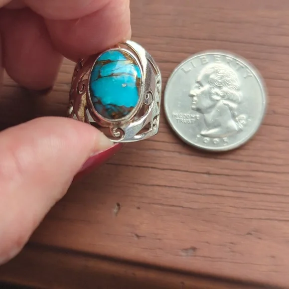 Turquoise sterling silver 925 Ring, size 7 - Picture 6 of 9